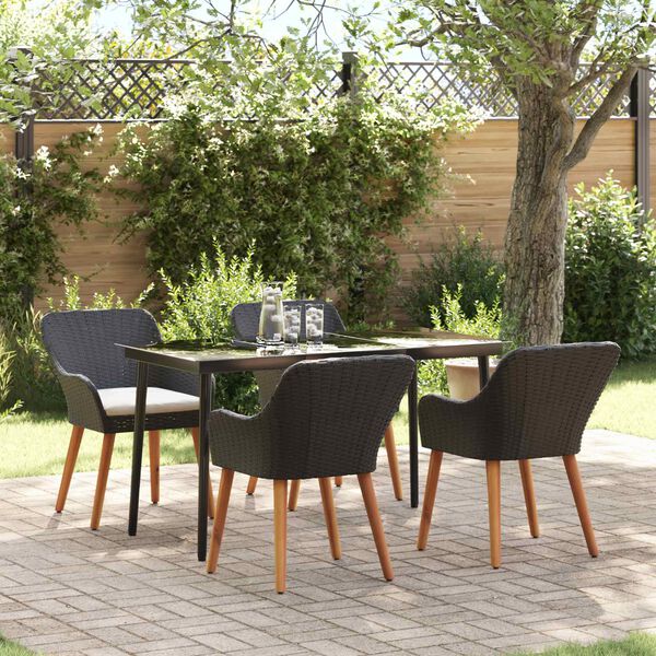 vidaXL Ensemble de salle &agrave; manger pour jardin 5 pcs Noir polyrotin