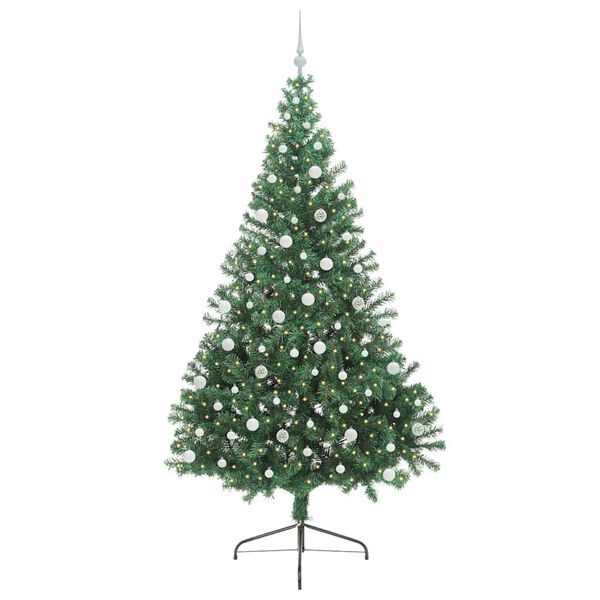 vidaXL Sapin de No&euml;l artificiel pr&eacute;-&eacute;clair&eacute; Vert 240 cm PVC