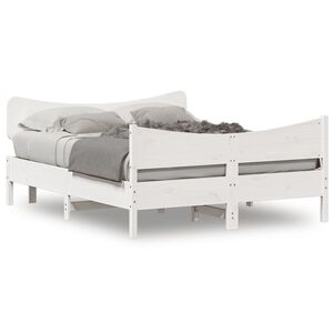 vidaXL Cadre de lit sans matelas blanc 135x190 cm bois de pin massif
