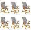 vidaXL Chaises pliantes 6 pi&egrave;ces avec coussins en bois d'acacia massif