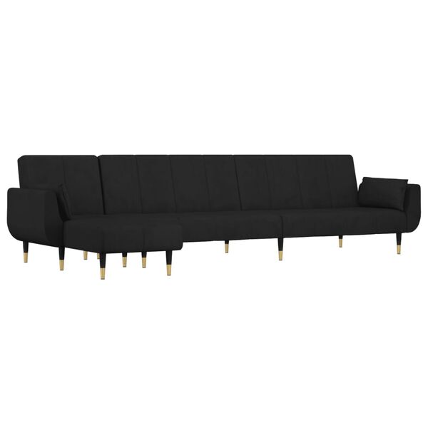 vidaXL Canap&eacute;-lit en forme de L noir 275x140x70 cm velours