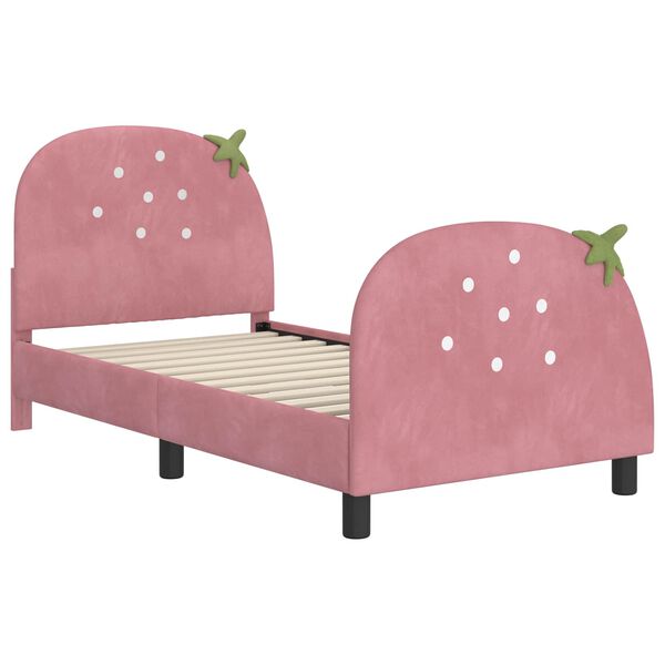 vidaXL Cadre de lit pour enfants avec t&ecirc;te de lit Rose 80 x 160 cm