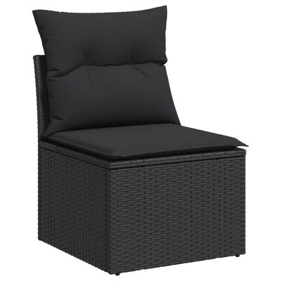 vidaXL Salon de jardin 9 pcs avec coussins noir résine tressée