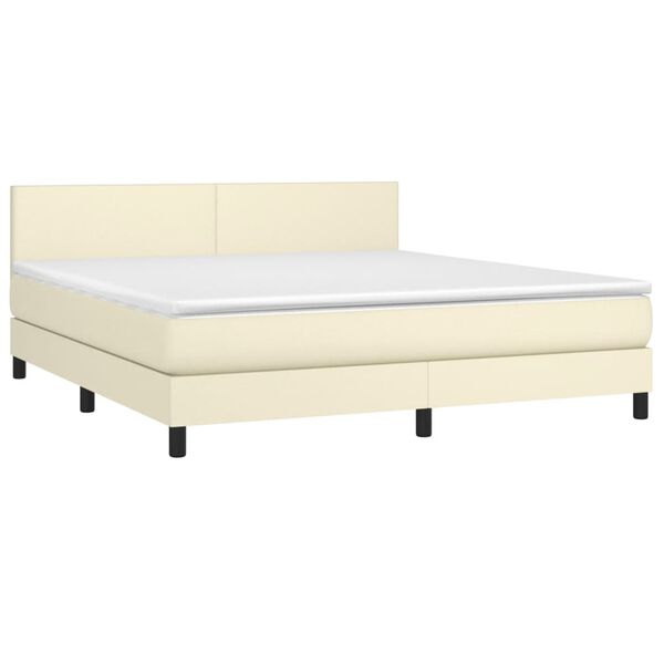 vidaXL Sommier &agrave; lattes de lit avec matelas et LED Cr&egrave;me 160x200 cm