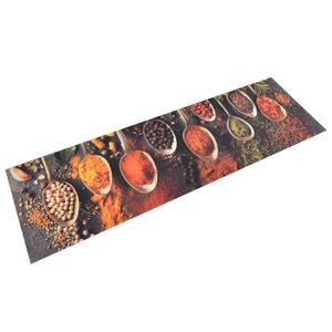 vidaXL Tapis de cuisine lavable impression cuill&egrave;re &eacute;pices 45x150 cm