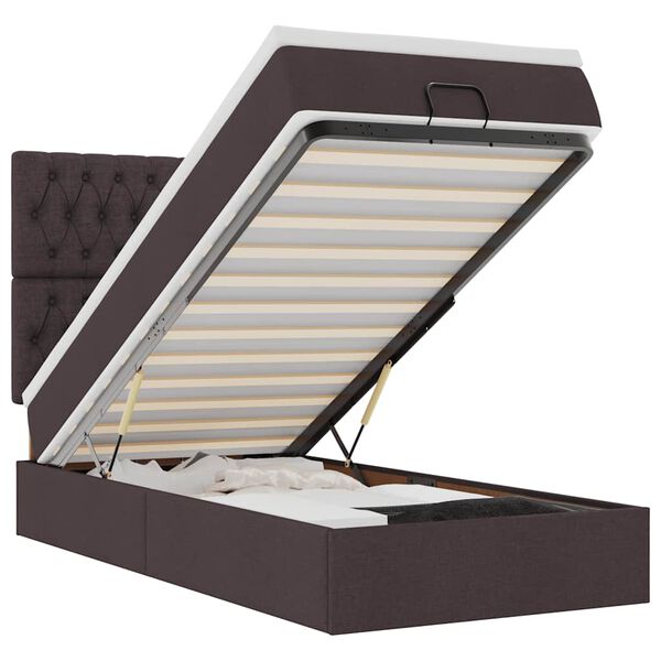 vidaXL Cadre de lit ottoman avec matelas marron fonc&eacute; 90x190 cm tissu