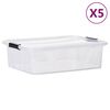 vidaXL Bo&icirc;tes de rangement avec couvercles 5 pcs Transparent 21 L
