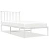 vidaXL Cadre de lit m&eacute;tal sans matelas avec t&ecirc;te de lit blanc 90x200cm