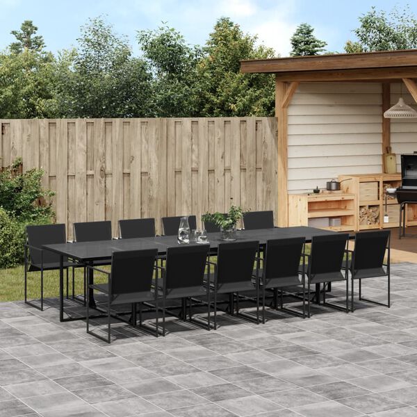 vidaXL Ensemble &agrave; manger de jardin 13 pcs noir textil&egrave;ne