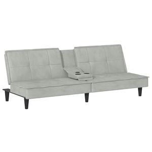 vidaXL Canap&eacute;-lit avec porte-gobelets gris clair velours