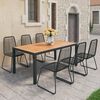 vidaXL Ensemble &agrave; Manger de jardin 7pcs PVC r&eacute;sine tress&eacute;e noir marron