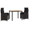 vidaXL Ensemble de repas ext&eacute;rieur 3 pc Noir