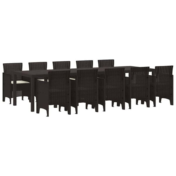 vidaXL Ensemble de salle à manger pour jardin 11 pcs Marron et Crème