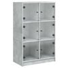 vidaXL Buffet haut avec portes gris b&eacute;ton 68x37x109 cm bois ing&eacute;nierie
