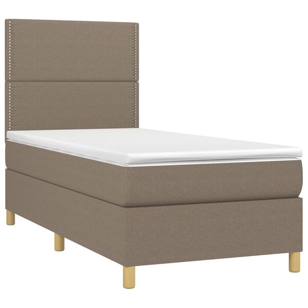 vidaXL Sommier &agrave; lattes de lit avec matelas Taupe 90x190 cm Tissu