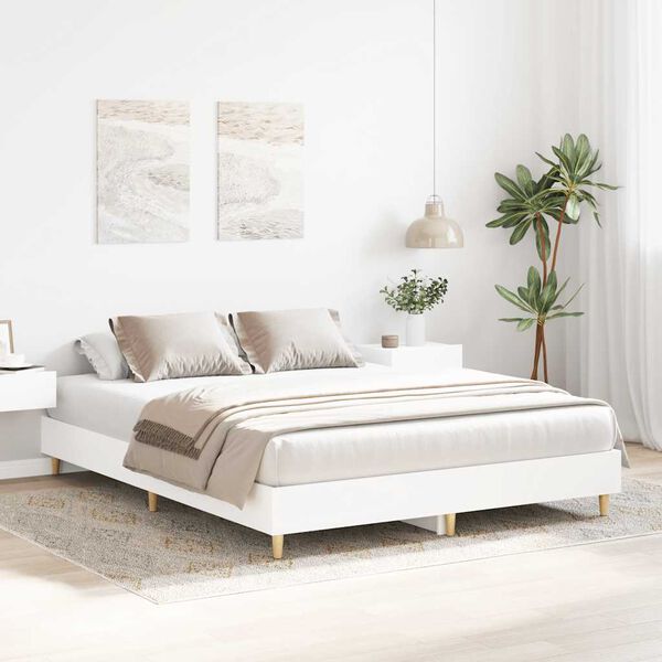 vidaXL Cadre de lit sans matelas blanc 140x200 cm bois d'ing&eacute;nierie