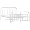 vidaXL Cadre de lit métal sans matelas et pied de lit blanc 135x190 cm