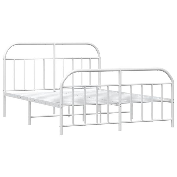 vidaXL Cadre de lit métal sans matelas et pied de lit blanc 135x190 cm