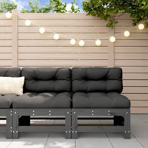 vidaXL Canap&eacute;s centraux avec coussins 2 pcs gris bois de pin massif