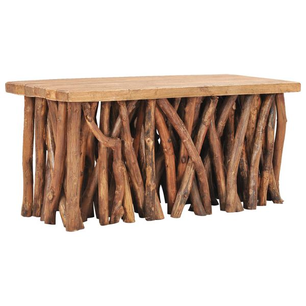 vidaXL Table basse bois de r&eacute;cup&eacute;ration m&eacute;lang&eacute; et bois de teck