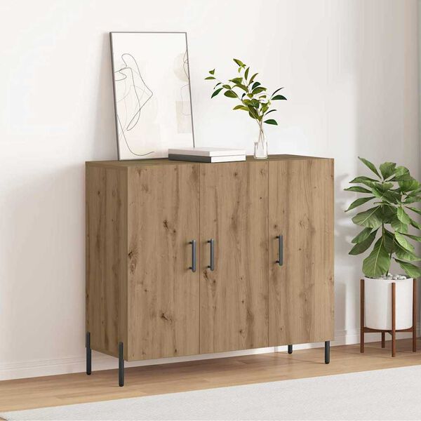 vidaXL Buffet Ch&ecirc;ne artisanal 90 x 34 x 80 cm Bois d'ing&eacute;nierie