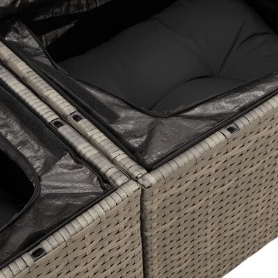 vidaXL Salon de jardin avec coussins 14 pcs gris résine tressée