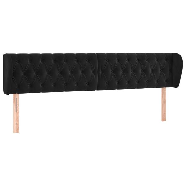 vidaXL T&ecirc;te de lit avec oreilles Noir 203x23x78/88 cm Velours