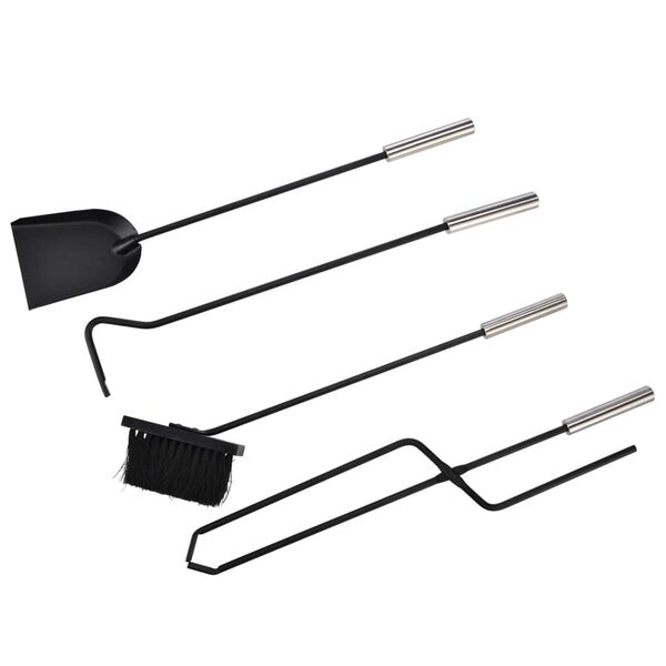 HI Ensemble d'outils de cheminée 5 pcs Argenté 23x15x52 cm