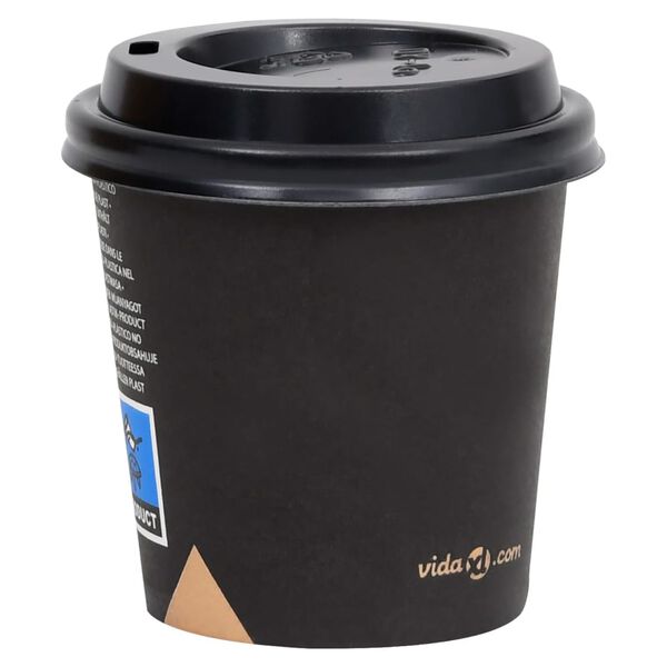 vidaXL Tasses &agrave; caf&eacute; en papier avec couvercles 120 ml 250 pcs Noir