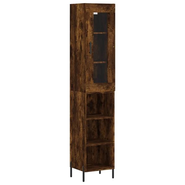 vidaXL Buffet haut Ch&ecirc;ne fum&eacute; 34,5x34x180 cm Bois d'ing&eacute;nierie