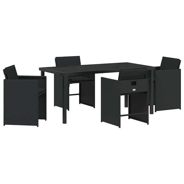 vidaXL Ensemble de salle &agrave; manger pour jardin 5 pcs Noir polyrotin