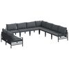 vidaXL Ensemble de canap&eacute; de jardin avec coussin 9 pcs Noir Acier