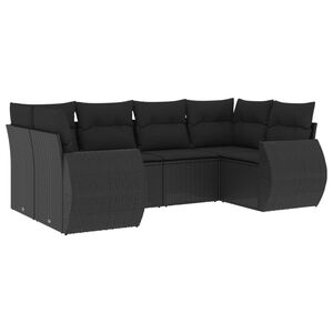 vidaXL Salon de jardin 6 pcs avec coussins noir r&eacute;sine tress&eacute;e