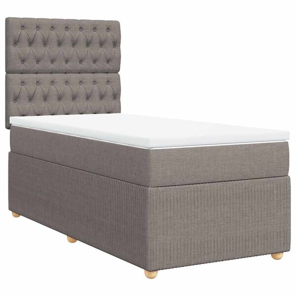 vidaXL Sommier &agrave; lattes de lit avec matelas Taupe 90x200 cm Tissu