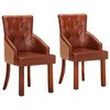 vidaXL Chaises &agrave; manger lot de 2 marron cuir de ch&egrave;vre v&eacute;ritable