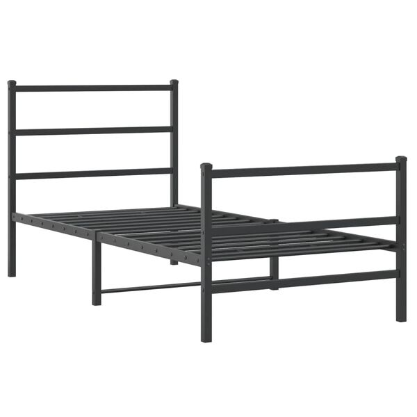 vidaXL Cadre de lit m&eacute;tal sans matelas avec pied de lit noir 90x200 cm