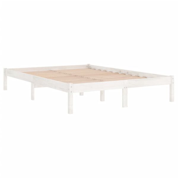 vidaXL Cadre de lit sans matelas blanc bois de pin massif
