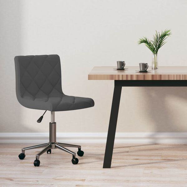 vidaXL Chaise pivotante de bureau Gris fonc&eacute; Velours