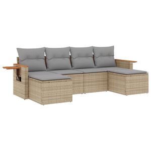 vidaXL Salon de jardin avec coussins 6 pcs beige r&eacute;sine tress&eacute;e