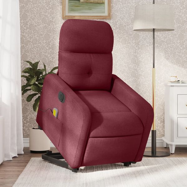 vidaXL Fauteuil inclinable de massage &eacute;lectrique Rouge bordeaux Tissu
