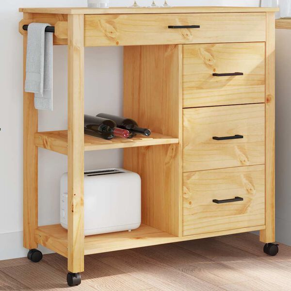 vidaXL Chariot de cuisine MONZA 84x40x88,5 cm bois massif de pin