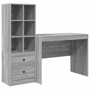 vidaXL Bureau avec tiroir 2 pcs Gris Sonoma
