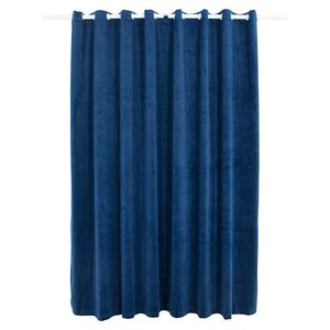 vidaXL Rideau occultant et anneaux Velours Bleu fonc&eacute; 290x245 cm