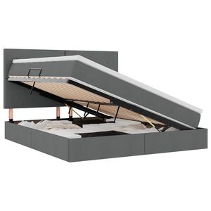 vidaXL Lit avec rangement et matelas Gris fonc&eacute; 160 x 200 cm Polyester