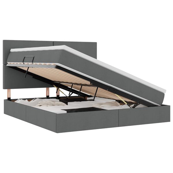vidaXL Lit avec rangement et matelas Gris fonc&eacute; 160 x 200 cm Polyester