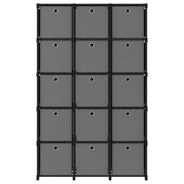 vidaXL Étagère à 15 cubes avec boîtes Noir 103x30x175,5 cm Tissu
