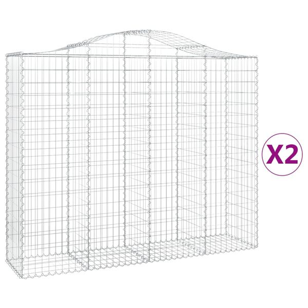 vidaXL Paniers &agrave; gabions arqu&eacute;s 2 pcs 200x50x160/180 cm Fer galvanis&eacute;