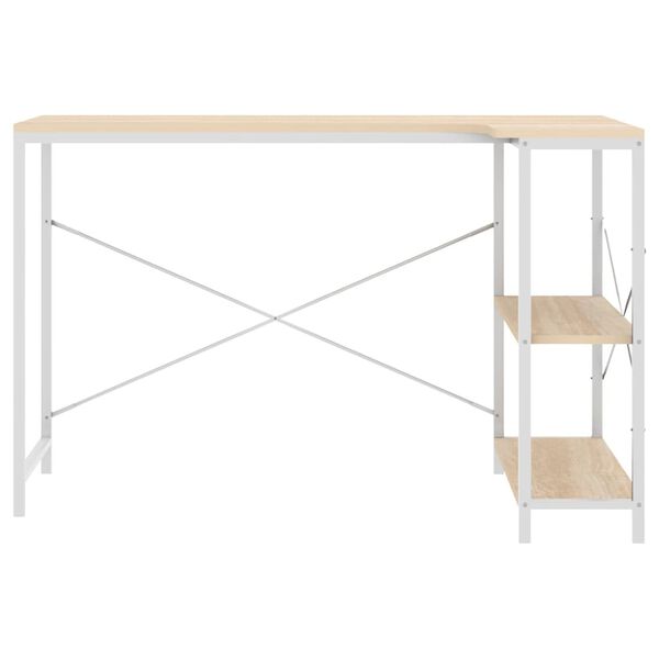 vidaXL Bureau d'ordinateur Blanc ch&ecirc;ne 110x72x70 cm Bois d'ing&eacute;nierie