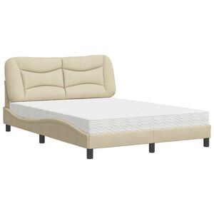 vidaXL Lit avec matelas Hvar cr&egrave;me 140x200 cm tissu