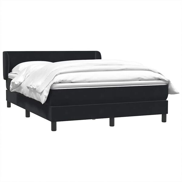 vidaXL Sommier &agrave; lattes de lit avec matelas noir 140x210 cm velours